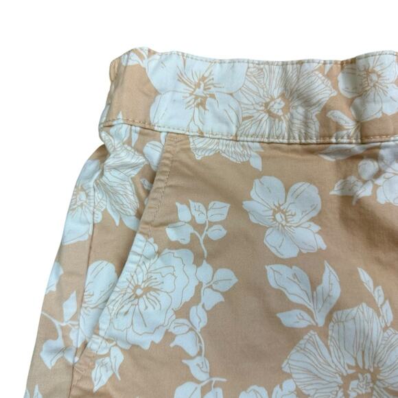 JACHS Girlfriend Floral Tan Chino Shorts High Rise Size Medium - Picture 3 of 6